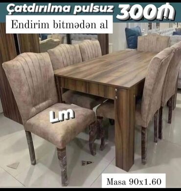 Masa və oturacaq dəstləri: Mətbəx üçün, Yeni, Açılmayan, Dördbucaq masa, 4 stul — 26