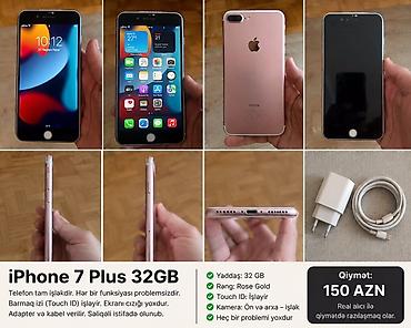 iphone 7 100azn: IPhone 7 Plus, 32 GB, Rose Gold, Barmaq izi, Simsiz şarj — 1