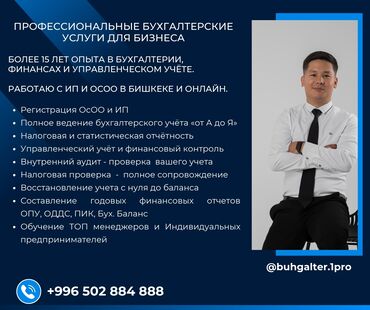 python разработчик: Бухгалтердик кызматтар | Салыктык отчеттуулукту даярдоо, Салыктык отчеттуулукту берүү, Консультация