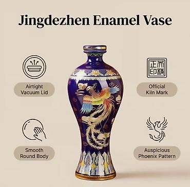 Вазы: Фарфоровая ваза с эмалью Jingdezhen - Традиционная джиндэчжэньская — 2