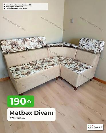 Divanlar: Mətbəx divanı – 170×120 sm - Künc model, 2 hissəli yerləşim - — 1