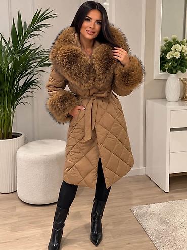 Krzneni kaputi: Ženska duga prošivena jakna sa krznom – elegantan zimski model - — 4