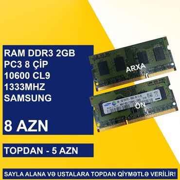 Operativ yaddaş (RAM): Notebook üçün Ramlar (DDR2/DDR3/DDR4) SAYLA ALANA VƏ USTALARA TOPDAN — 10