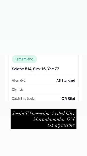 Başqa xidmətlər: Justin konsertine bilet