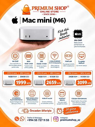 komputer windows 7: Apple Mac mini (M6) -CPU 12‑core / GPU 12‑core, 16 GB RAM, 256 GB SSD — 1