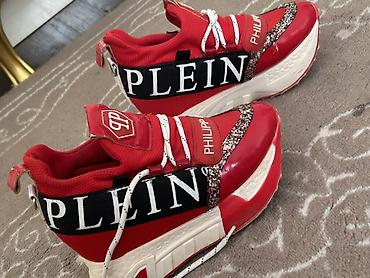 philip plein: Philipp Plein brendinin qırmızı rəngli idman ayaqqabıları. - Model — 1