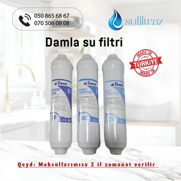 Su filtrləri: Damla su filterleri Inline keçmə su filtri karticləri Su