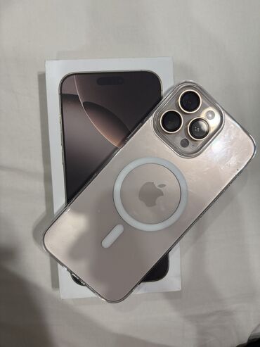 телефон айфон буу: IPhone 16 Pro Max, Б/у, 256 ГБ, Desert Titanium, Зарядное устройство, Чехол, Кабель, 100 %
