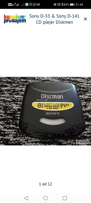 Mini disk plejeri: Sony Discman CD plejer – model D-141 (navedeno na poklopcu) - — 1