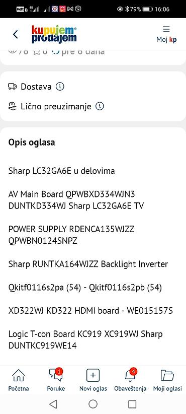 Aksesoari za TV i video: Sharp LC32GA6E – delovi Raspoložive originalne ploče i moduli za TV — 14