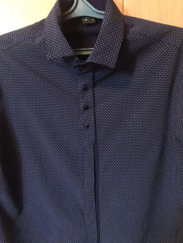 рубашка с длинным рукавом мужская: Рубашка XL (EU 42), цвет - Синий