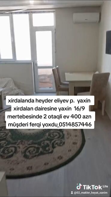 Uzunmüddətli kirayə mənzillər: Xirdalanda heyder eliyev p. yaxin xirdalan dairesine yaxin 16/9 — 1