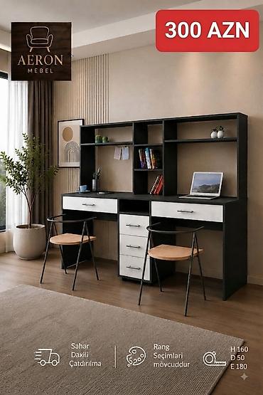 ofis aksesuarları: İki nəfərlik iş masası və üst rəf sistemi – AERON Mebel Yazi masasi — 1