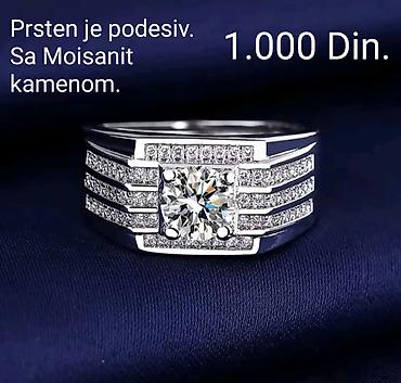 sat citizen: Posrebren podesiv muški prsten sa moisanit kamenom i cirkonima, sa — 1