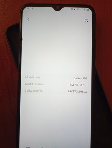 Çaydanlar: Samsung Galaxy A03, 64 GB, rəng - Göy, Sensor, Face ID