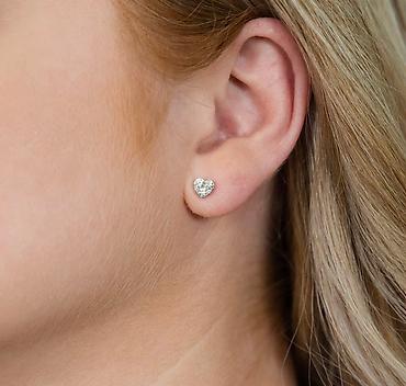 пусеты золотые: 9ct White Gold Luxurious 1/2 Carat Diamond Heart Stud Earrings Brand — 4
