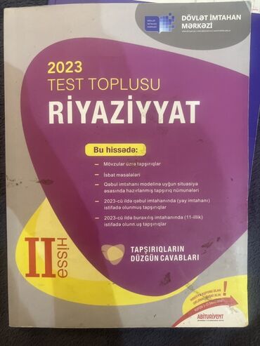 riyaziyyat toplu 1 ci hisse pdf 2023: Riyaziyyat Testlər 11-ci sinif, 2-ci hissə, 2023 il