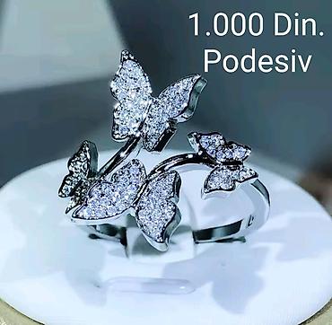 c: Eleganti posrebreni podesivi prsten od hirurskog čelika sa žigom — 3