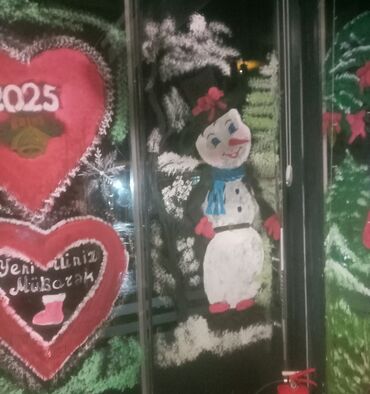 Bayram bəzəkləri: Yeni il vitraj rəsmləri – pəncərə və vitrin bəzəyi - Xidmət: Şüşə — 16