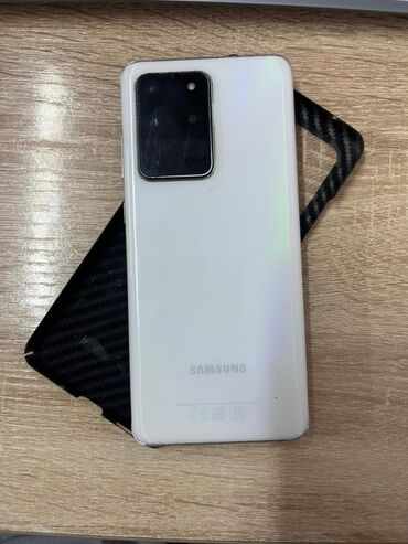 телефон койгуч: Samsung Galaxy S20 Ultra, Колдонулган, 128 ГБ, түсү - Ак, 2 SIM