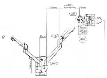 Druga oprema za računare i laptopove: Gembird podesivi zidni nosač za 2 ekrana - Zidni dvokraki nosač za — 2