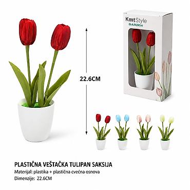 KMT Style veštačka saksija sa tulipanima – dekorativni proizvod za