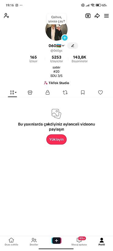 tiktok level: Xidmət: TikTok profili Təsvir: - Platforma: TikTok - Profil adı — 1
