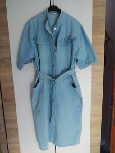 haljine pamucne: XL (EU 42), color - Light blue, Oversize, Short sleeves