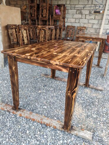 Sifarişlə restoran üçün masa və oturacaq dəstləri: Stullar ilə, Kvadrat masa, 4 nəfər — 21