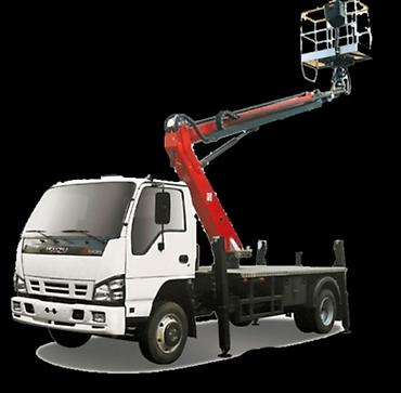 Avtokran-səbət (aerial platform) ilə təchiz edilmiş yük maşını -