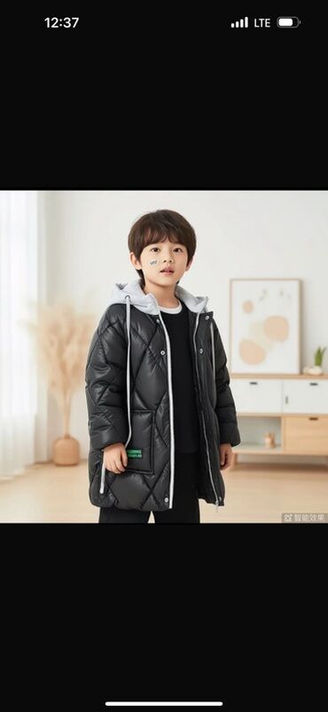 бренды верхней мужской одежды: Детская зимняя куртка-пуховик с капюшоном - Цвет: черный - Длина
