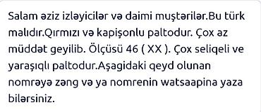 palto satışı: Palto, 2XL, rəng - Qırmızı — 3