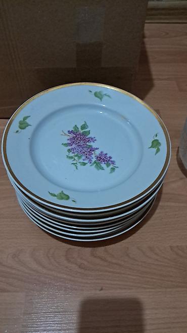 Digər dəstlər və servizlər: Mətbəx servisi dəsti - Sini: Sarı çərçivəli plastik/laminat — 27