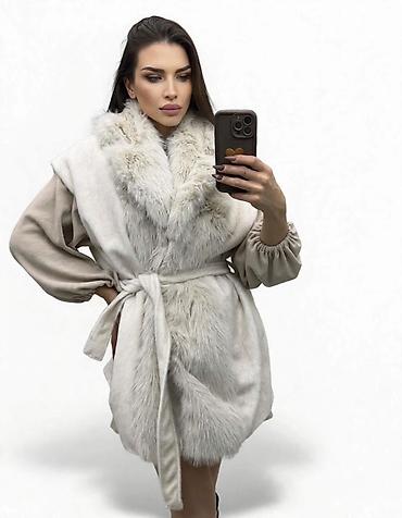 svecane haljine c a: Ženska krznena prsluk-haljina sa pojasom - Model: bez rukava, dužina — 4