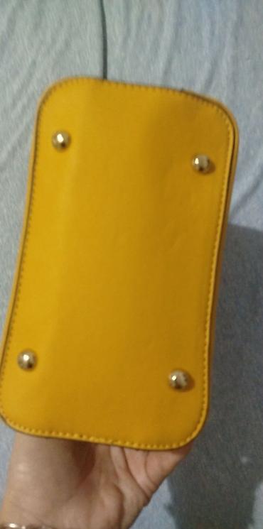 Torbe: Ženska torba – žuta sa braon detaljima - Model: tote/kanta torba sa — 5