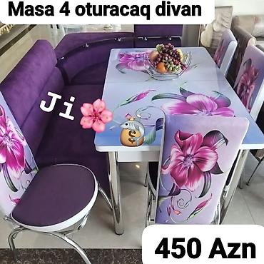 divan üzlükləri: Mətbəx/qonaq otağı üçün dəst: - Masa + 4 ədəd oturacaq və divan künc — 1