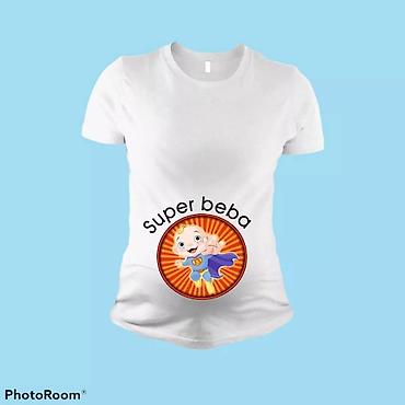 Majice kratkih rukava: Trudničke bele majice sa štampom – udobne i duhovite. Model kratki — 6