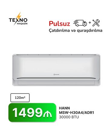Kondisionerlər: Kondisioner 100-dən çox kv. m, Split sistem, Kredit yoxdur, Pulsuz quraşdırılma