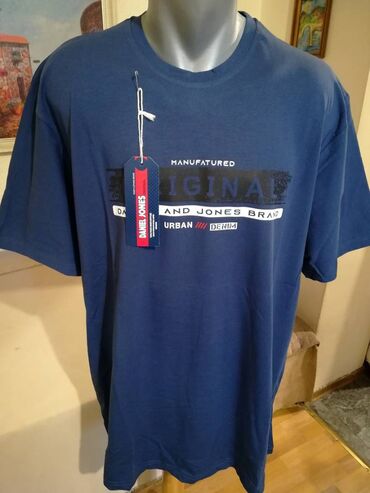majice ispod sakoa: Short sleeves T-shirt, 5XL (EU 62), color - Blue, Cotton