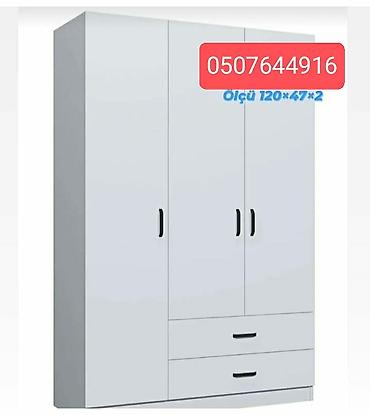 Paltar dolabları, qarderoblar: Yeni, 3 qapılı, Güzgülü, Ağ, Digər material, Açılan, Düz dolab — 18