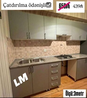 1 kub nece kvadratdir: Mətbəx mebellərinin sifarişlə hazırlanması✔️ Ölçü : 3metr:439₼