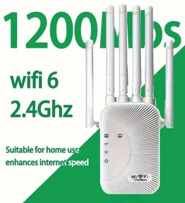 Modemi, ruteri i mrežni uređaji: Wi‑Fi 6 repetitor/ekstender sa 6 antena – Ourlife, u crnoj i beloj — 6