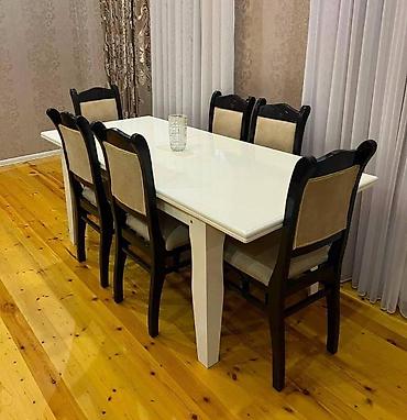 islənmis stullar: Qonaq otağı üçün, İşlənmiş, Kvadrat masa, 6 stul — 1