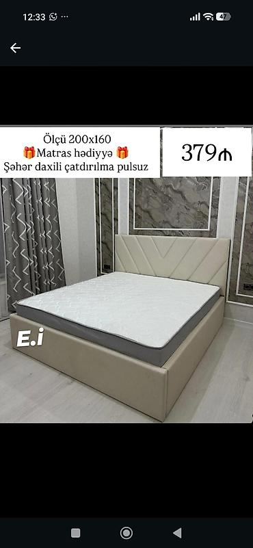 mebel materiali: Yataq dəsti – ölçü 200x160 • Yumşaq başlıqla müasir dizayn • — 1