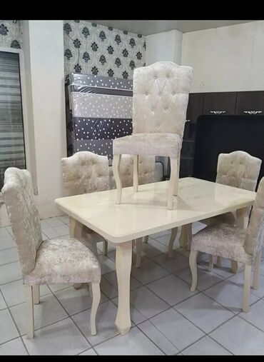 Sifarişlə masa və oturacaq dəstləri: Dördbucaq masa, Qonaq otağı üçün, 6 nəfər, Açılmayan, Azərbaycan, Zəmanətli — 4