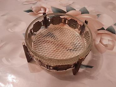 şamdan al: Şüşə qab – metal dekorativ çərçivəli, ayaqlı - Material: qalın — 1