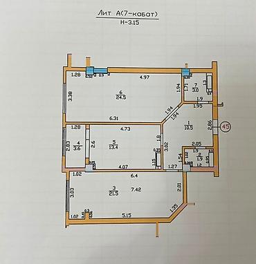 район тэц: 2 комнаты, 80 м², ТЭЦ Элитка, 7 этаж, Евроремонт — 7
