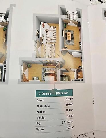 bayil kiraye evler 2026: 2 otaqlı, Yeni tikili, 100 kv. m — 3