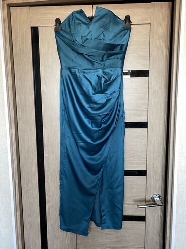 длинное атласное платье: Вечернее платье, Русалка, Длинная модель, Атлас, С рукавами, S (EU 36), M (EU 38)