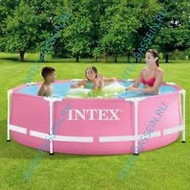 надувный бассейн: Каркасный бассейн Intex, розовый, круглый - Размеры: 244 × 76 см — 4